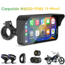 Carpuride W603D with TPMS Option | Wireless Portable Motorcycle Stereo with HD Dual Cameras