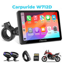 Carpuride W712D rotatable motorcycle CarPlay stereo with dual dash cam and TPMS option