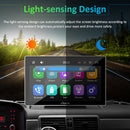 CARPURIDE Wireless Portable Car Stereo, support Google and Siri Assistant, 9 Inch IPS Touch screen, Car Radio Receiver with Carplay/ Android Auto/GPS /Mirror link/Bluetooth/FM/Light-sensing/EQ effect，Silver Frame