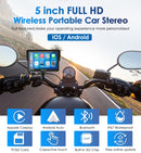 full-featured 5 inch HD wireless portable motorcycle stereo supports both IOS and android
